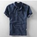 2019 Schinteon Men Casual Cotton Linen Shirt Summer Solid Color Thin Short Sleeve Stand Color