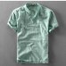 2019 Schinteon Men Casual Cotton Linen Shirt Summer Solid Color Thin Short Sleeve Stand Color