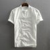 2019 Schinteon Men Casual Cotton Linen Shirt Summer Solid Color Thin Short Sleeve Stand Color