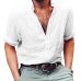 2019 Sexy Men Long Sleeves V Neck Blouse Summer Fashion Casual Cool Clothing Slim Fit Tees Tops Male Breathable Linen Shirts