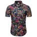 2019 summer new men's casual short-sleeved flower shirt large size S-5XL thin section cotton comfortable breathable  shirt