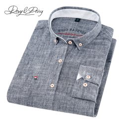 DAVYDAISY 2019 High Quality Men Shirt Long Sleeve Cotton And Linen Turn-Down Collar Dress Solid Casual Shirt Men Camisas DS-240