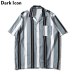 Dark Icon Striped Turn-down Collar Front Pocket Street Shirts Men 2019 Summer Hawaii Style Men's Shirts Hip Hip Shirt