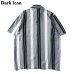 Dark Icon Striped Turn-down Collar Front Pocket Street Shirts Men 2019 Summer Hawaii Style Men's Shirts Hip Hip Shirt