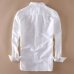 Elegant Mens Long Sleeve White Linen Shirt Slim Fit Turn-down Collar Soft Loose Thin Clothes Classic Hemp Shirts Beach Clothing