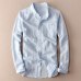 Elegant Mens Long Sleeve White Linen Shirt Slim Fit Turn-down Collar Soft Loose Thin Clothes Classic Hemp Shirts Beach Clothing