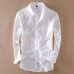 Elegant Mens Long Sleeve White Linen Shirt Slim Fit Turn-down Collar Soft Loose Thin Clothes Classic Hemp Shirts Beach Clothing