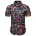 FFXZSJ Brand 2019 summer Men's short sleeve Linen shirt printing floral shirt Lapel Casual Shirts Hawaii European size 26 color