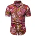 FFXZSJ Brand 2019 summer Men's short sleeve Linen shirt printing floral shirt Lapel Casual Shirts Hawaii European size 26 color