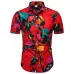FFXZSJ Brand 2019 summer Men's short sleeve Linen shirt printing floral shirt Lapel Casual Shirts Hawaii European size 26 color