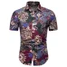 FFXZSJ Brand 2019 summer Men's short sleeve Linen shirt printing floral shirt Lapel Casual Shirts Hawaii European size 26 color