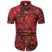 FFXZSJ Brand 2019 summer Men's short sleeve Linen shirt printing floral shirt Lapel Casual Shirts Hawaii European size 26 color