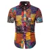 FFXZSJ Brand 2019 summer Men's short sleeve Linen shirt printing floral shirt Lapel Casual Shirts Hawaii European size 26 color