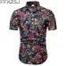 FFXZSJ Brand 2019 summer Men's short sleeve Linen shirt printing floral shirt Lapel Casual Shirts Hawaii European size 26 color