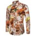 Fashion Spring Autumn Casual Men Shirt Slim Fit Flower Print Linen Shirt Long-sleeved Shirts Male Floral Social Masculina M-5XL