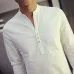 Hot Sale 2018 summer new style Chinese vintage style men shirt v-neck Long sleeve cotton linen shirt plus size clothing 4XL
