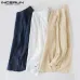 INCERUN Casual Men Shirt 3/4 Sleeve Stand Linen Baggy Male Tops Blouse Solid Collar Cotton Leisure Vintage Shirts Men Plus Size