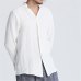 INCERUN Casual Men's Henley Shirts Stand Collar V Neck Solid Color Covered Button Loose Fit Long Sleeve Retro Shirts Large Size