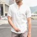 INCERUN Mens Striped Short Sleeve Dress Shirts High Quality Cotton Linen Breathable Soft Classic Shirt Chinese Retro Vintage