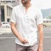 INCERUN Mens Striped Short Sleeve Dress Shirts High Quality Cotton Linen Breathable Soft Classic Shirt Chinese Retro Vintage