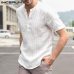 INCERUN Mens Striped Short Sleeve Dress Shirts High Quality Cotton Linen Breathable Soft Classic Shirt Chinese Retro Vintage