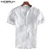 INCERUN Mens Striped Short Sleeve Dress Shirts High Quality Cotton Linen Breathable Soft Classic Shirt Chinese Retro Vintage