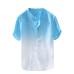 JAYCOSIN Shirts Summer 19new Men Breathable Collar Hanging Dyed Gradient Linen Shirt Beach blouses Cool Eid Holidays clothes 507