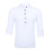 Linen Blend Cotton Shirts Men Mandarin Collar Slim Fit Plain Basic Casual Shirts