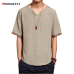 Linen Men Shirts Chinese Culture Men's Shirt Slim Short Sleeve Brand 2018 Summer Men Shirts Breathable Asian Plus size 5XL 1601