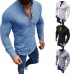 Long Sleeve Tee Shirt Men 2019 Spring Summer New Top Stand Collar Slim Casual Linen Solid Color Half Open Shirts Office Tops