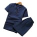 MFERLIER Summer shirt men Large size 5XL 6XL 7XL 8XL 9XL Cotton linen Bust 105-155cm shirt men 5 Colors