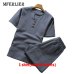 MFERLIER Summer shirt men Large size 5XL 6XL 7XL 8XL 9XL Cotton linen Bust 105-155cm shirt men 5 Colors