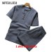 MFERLIER Summer shirt men Large size 5XL 6XL 7XL 8XL 9XL Cotton linen Bust 105-155cm shirt men 5 Colors