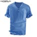 Men Tops Casual Shirts Cotton Linen Shirts Men Pullover White Solid Short Sleeve Summer Vacation Clothes Slim Fit Camisa Chemise