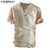 Men Tops Casual Shirts Cotton Linen Shirts Men Pullover White Solid Short Sleeve Summer Vacation Clothes Slim Fit Camisa Chemise