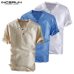 Men Tops Casual Shirts Cotton Linen Shirts Men Pullover White Solid Short Sleeve Summer Vacation Clothes Slim Fit Camisa Chemise