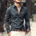 Men shirt Floral printing long sleeve shirts men clothes flowers printed shirts vintage Linen Casual Men Shirt new Spring S2004