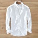 Men's 100% pure linen long-sleeved shirt men brand clothing men shirt S-3XL 5 colors solid white shirts men camisa shirts mens