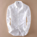 Mens Brand 2019 Long Sleeve Casual Linen Shirt Mens Social Turn-down Collar Slim 2 Pockets Solid White Designer Dress Shirts XXL