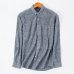 Men's Regular-Fit Long-Sleeve Linen Cotton Shirt Patch Single Chest Pocket Button-collar Summer Thin Breath Solid Casual Shirts