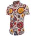 Men's Shirt 2019 New Men's Fashion Linen Shirt Men's Casual Slim Linen Print Short Sleeve Shirt