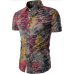 Men's Shirt 2019 New Men's Fashion Linen Shirt Men's Casual Slim Linen Print Short Sleeve Shirt