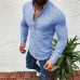 Men's Shirts Cotton Linen Shirt Men Long Sleeve V Neck Button Up Shirts Male Casual Business Fit Blouse Men Shirt style 2019