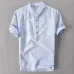 Mens Shirts Fashion 2019 Summer Short Sleeve Slim Cotton Linen Loose Shirts Male White Color Casual Shirts Plus Size Tops Y001
