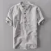 Mens Shirts Fashion 2019 Summer Short Sleeve Slim Cotton Linen Loose Shirts Male White Color Casual Shirts Plus Size Tops Y001