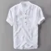 Mens Shirts Fashion 2019 Summer Short Sleeve Slim Cotton Linen Loose Shirts Male White Color Casual Shirts Plus Size Tops Y001
