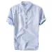 Mens Shirts Fashion 2019 Summer Short Sleeve Slim Cotton Linen Loose Shirts Male White Color Casual Shirts Plus Size Tops Y001