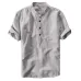 Mens Shirts Fashion 2019 Summer Short Sleeve Slim Cotton Linen Loose Shirts Male White Color Casual Shirts Plus Size Tops Y001