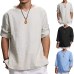 Men's Summer New Pure Cotton And Hemp Top Comfortable Fashion Blouse Top