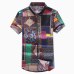 New 2018 Summer Men's fashion brand Pattern leisure linen big yards short sleeve shirts / Male National wind casual Print shirts